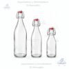 Botellas de vidrio con tapa abatible, con tapon plastico