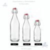 Botellas de vidrio con tapa abatible, con tapon plastico