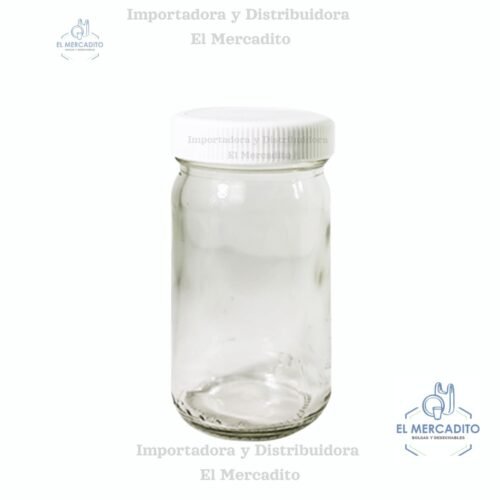 Envase de vidrio, Frasco de 240 ml / 8 oz C-2447, con  Tapa Plástica