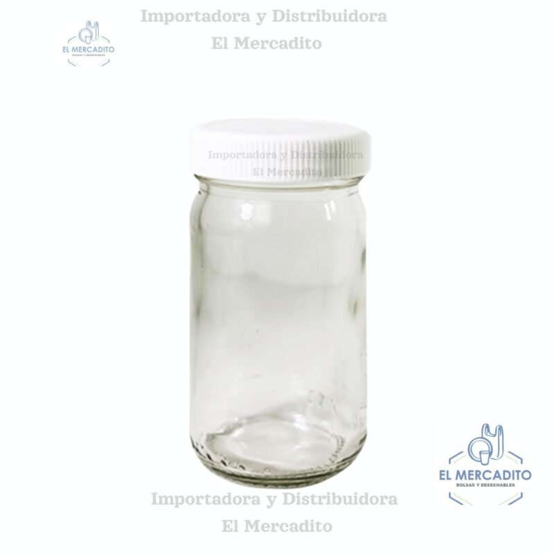 Envase de vidrio, Frasco de 240 ml / 8 oz C-2447, con  Tapa Plástica