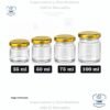 Frascos de Vidrio Mermelada 25 ml, 50 ml, 75 ml, 100 ml