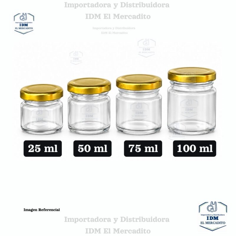 Frascos de Vidrio Mermelada 25 ml, 50 ml, 75 ml, 100 ml