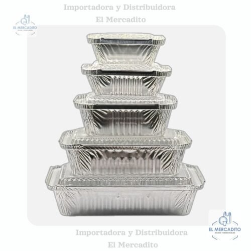 Moldes de Aluminio Darnel, 4 oz, 8 oz, 16 oz, 24 oz, 28 oz, con tapa plástica transparente