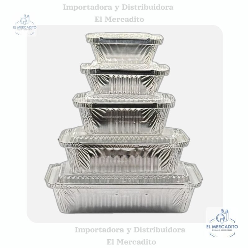 Moldes de Aluminio Darnel, 4 oz, 8 oz, 16 oz, 24 oz, 28 oz, con tapa plástica transparente