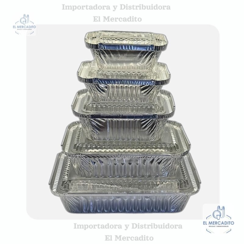 Moldes de Aluminio Darnel, 4 oz, 8 oz, 16 oz, 24 oz, 28 oz, con tapa plástica transparente