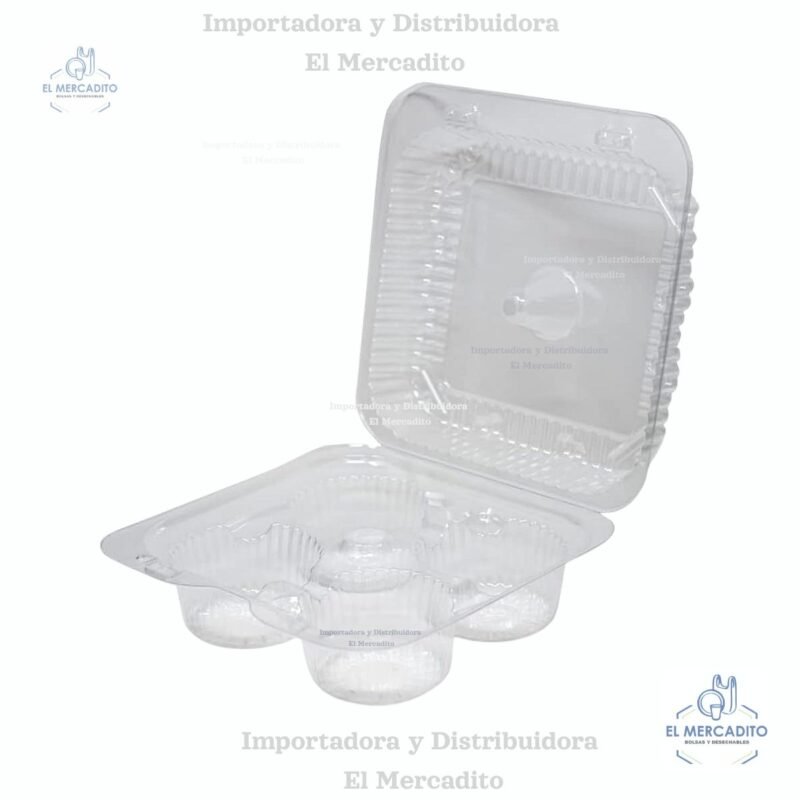 Empaque Cup Cake Plástico 4 Unidades