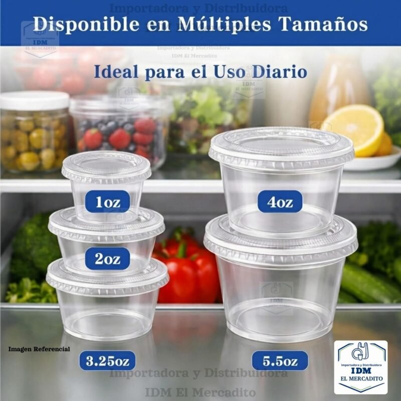 Tazas souffle transparentes para postres, salsas, 1 oz, 2 oz, 3.25 oz, 5.5 oz, en paquetes de 25 unidades con tapa incluida.