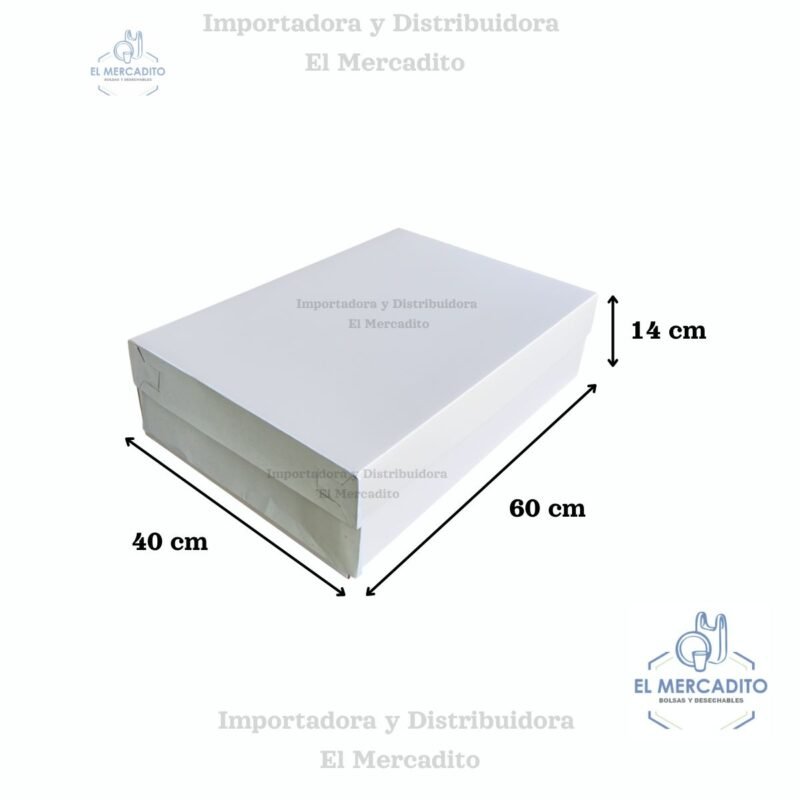 Caja Rectangular Blanca, 1 Plancha Quequera, 40x60x14 cm