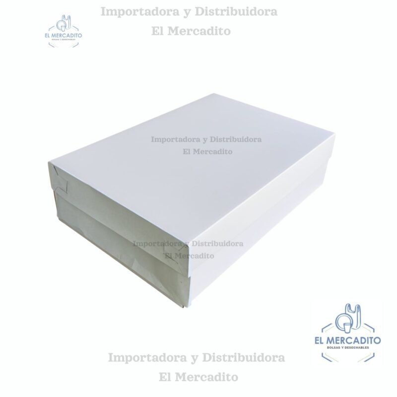 Caja Rectangular Blanca, 1 Plancha Quequera, 40x60x14 cm