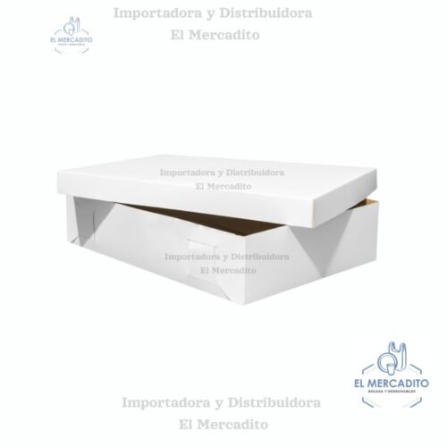 Caja Rectangular Blanca, 1/2 Plancha Quequera, 38x50x12 cm