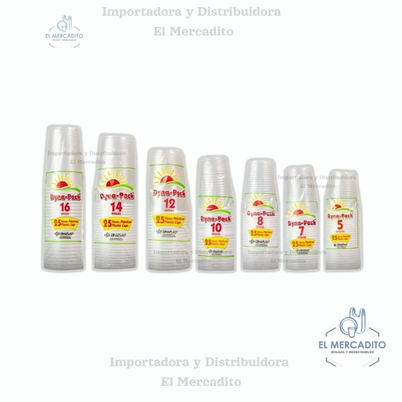 Vasos Plásticos Dyna-pack Transparentes, Tamaños #16, #14, #12, #10, #8, #7, #5