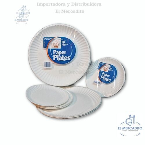 Platos de Cartón, 100 unidades por paquetes
