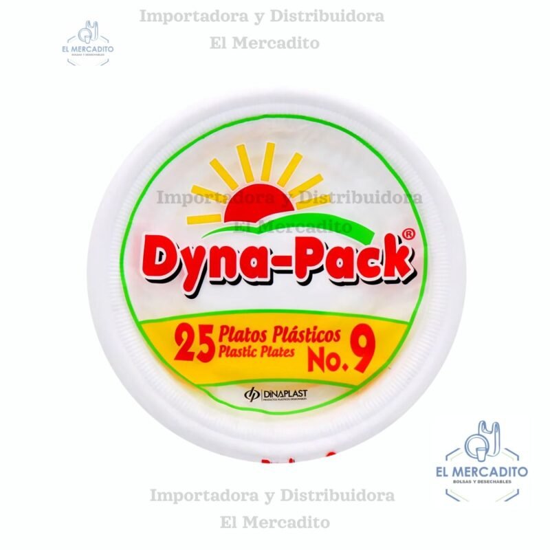 Platos Plasticos Dyna-pack, #6, #7, #8, #9, en paquetes de 25 unidades