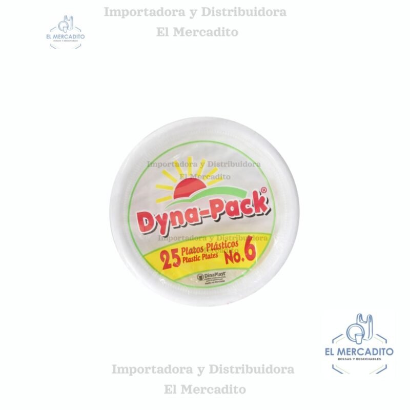 Platos Plasticos Dyna-pack, #6, #7, #8, #9, en paquetes de 25 unidades