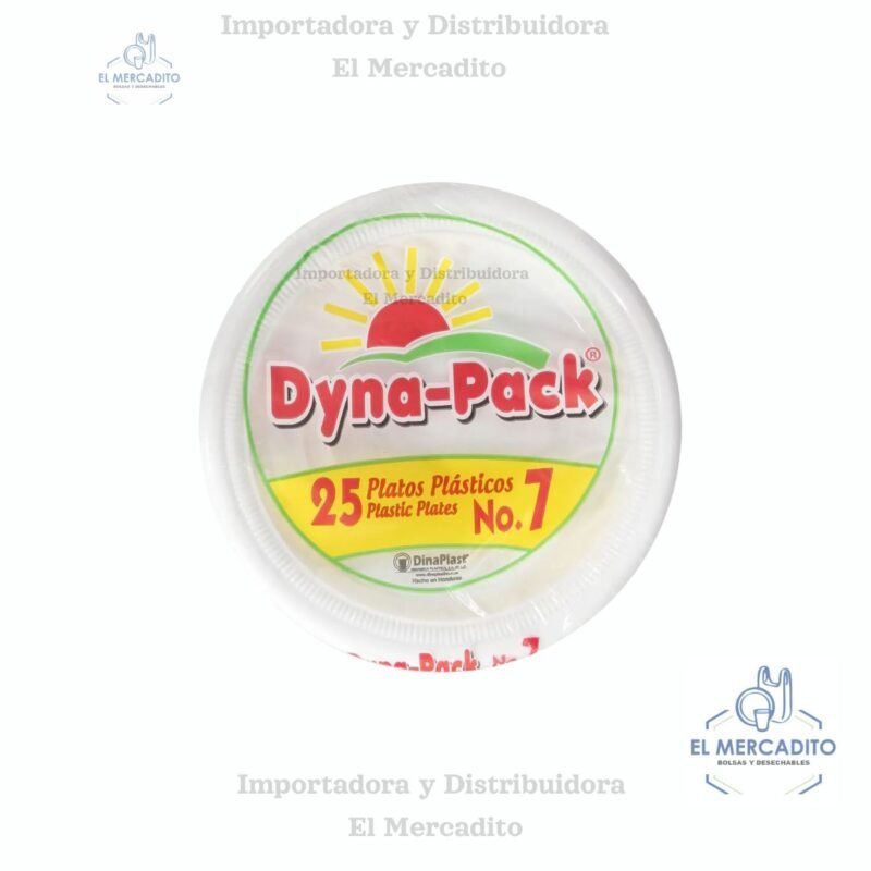 Platos Plasticos Dyna-pack, #6, #7, #8, #9, en paquetes de 25 unidades