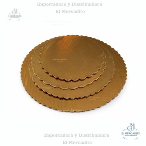 Bases Reversibles (7) Bases Redonda Dorada con contorno ondulado para queques