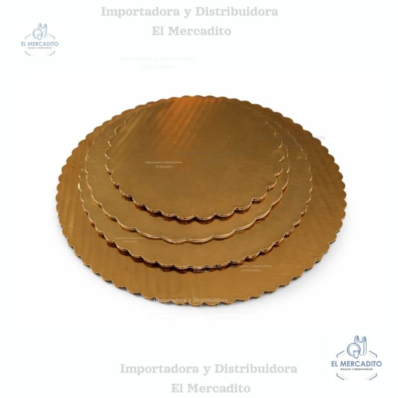 Bases Redonda Dorada con contorno ondulado para queques