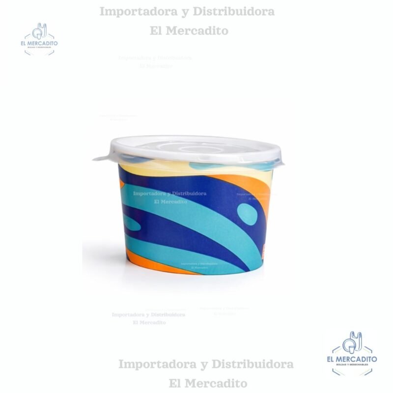 Contenedor de Cartón Decorado Helado 8 oz, en paquetes de 10 unidades