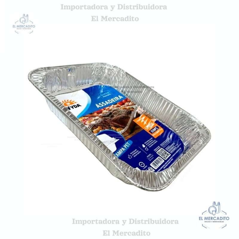 Molde de Aluminio Rectangular Wyda 7 Litros con Tapa Plástica 45,6 x 33,6 x 7,1 cm