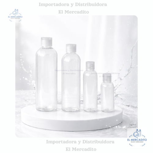 Envase Plástico Botella Transparente Flip Top 60 ml, 120 ml, 250 ml, 300 ml