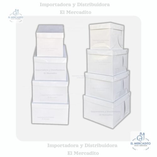 Caja de Cartón Blanca Alta para queques