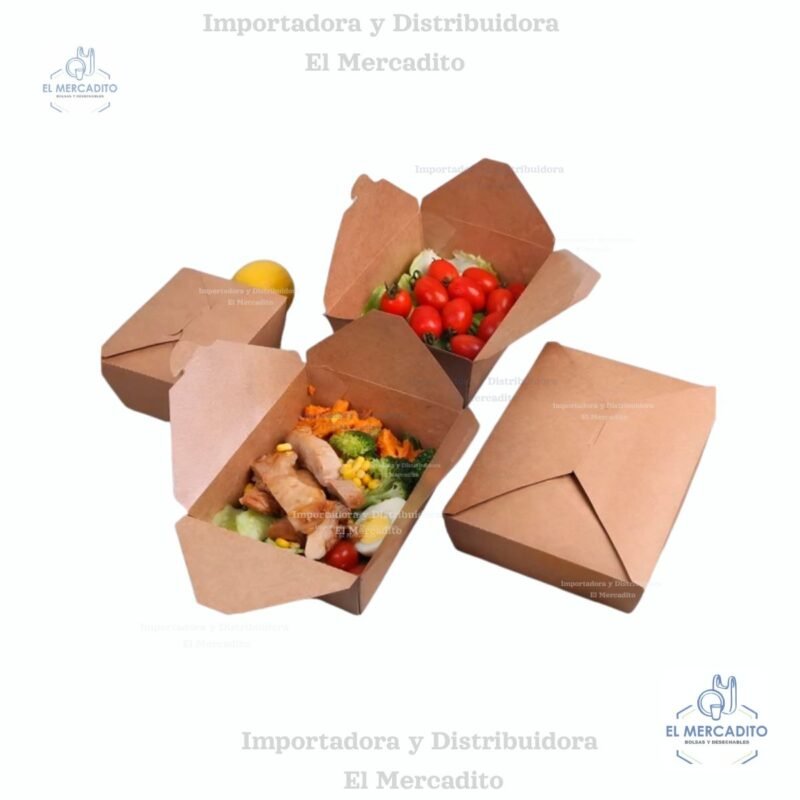 Caja de Cartón encerada para alimentos de 1400 ml, 1000 ml y 700 ml