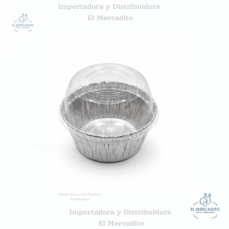 Molde de Aluminio para Cup cake, con Tapa Plástica, en paquetes de 10 unidades