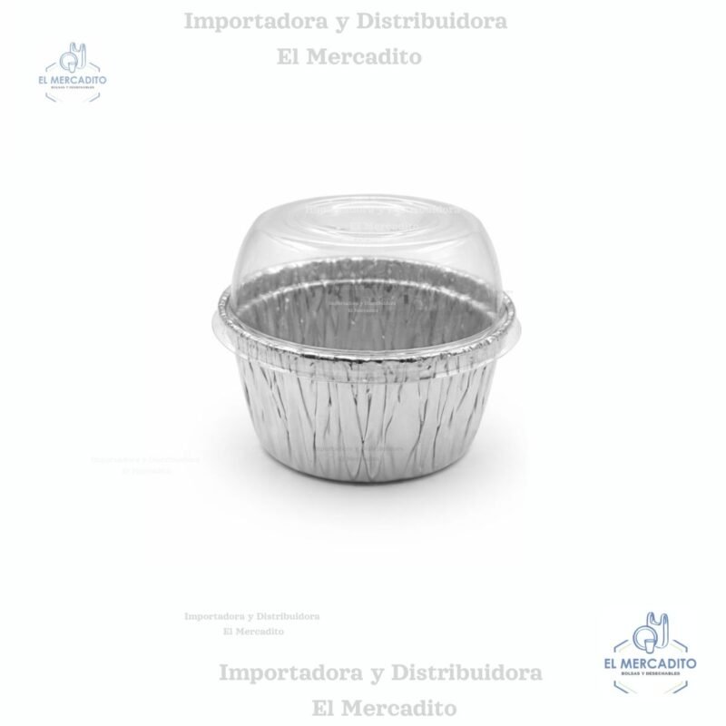 Molde de Aluminio para Cup cake, con Tapa Plástica, en paquetes de 10 unidades