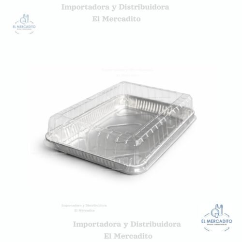 Molde de Aluminio Cuarto de Plancha con Tapa Plástica Transparente