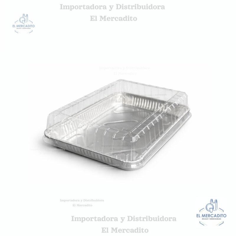 Molde de Aluminio Cuarto de Plancha con Tapa Plástica Transparente