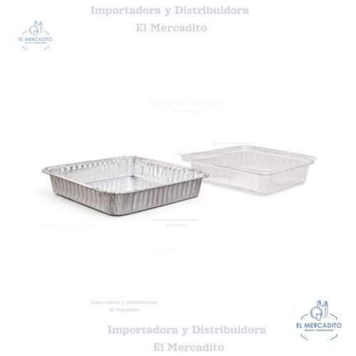 Molde de Aluminio Cuadrado 8 x 8 con Tapa Plástica 22 x 22 x 4 cm