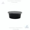 Contenedor Envase Redondo Negro 250 ml con tapa plástica transparente