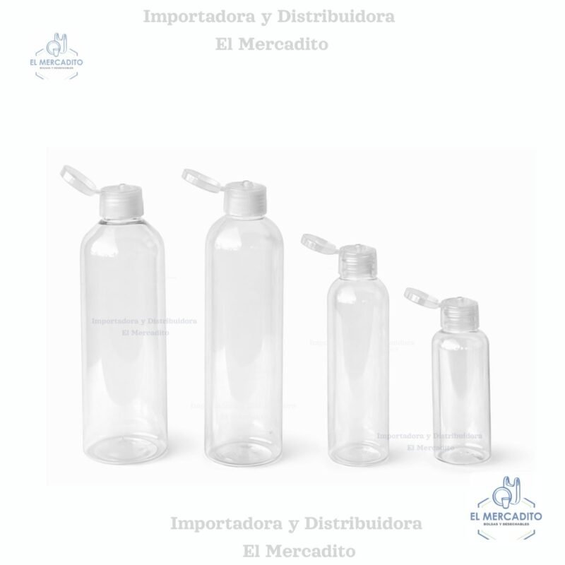 Envase Plástico Botella Transparente Flip Top 60 ml, 120 ml, 250 ml, 300 ml