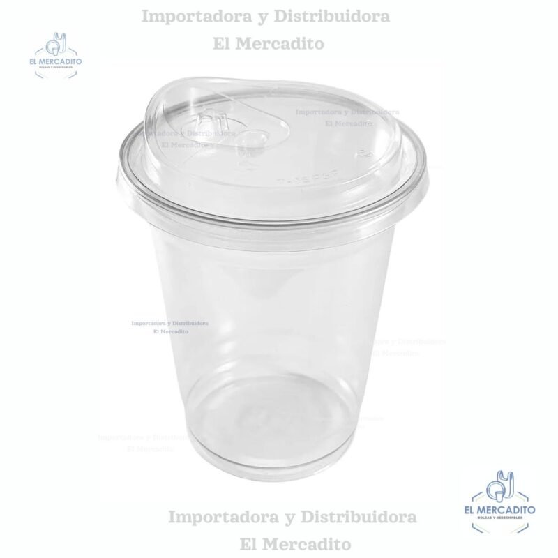Vaso Transparente Pet 12 Oz Con Tapa Sip lid, paquetes de 25 unidades