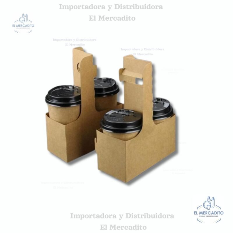 Porta Vasos de Manilla, color cartón de 2 y 4 unidades