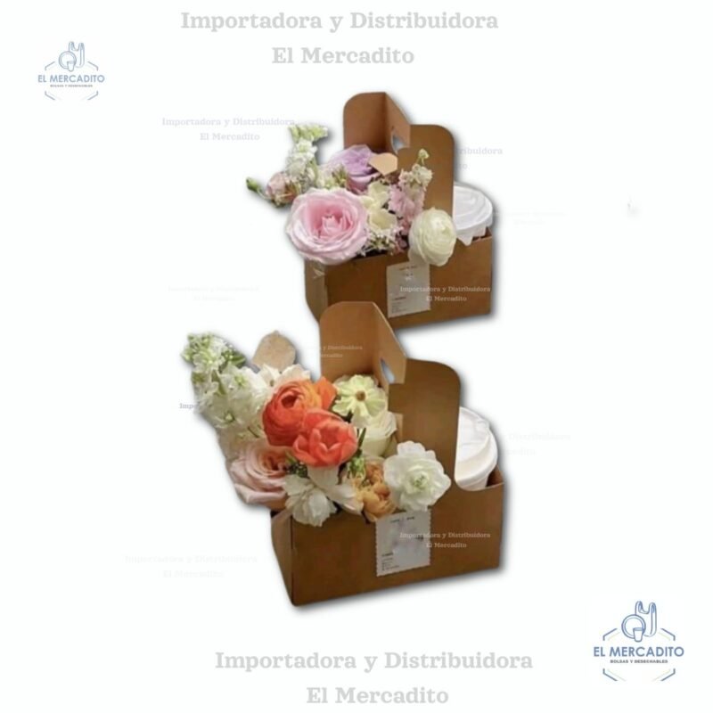 Porta Vasos de Manilla, color cartón de 2 y 4 unidades