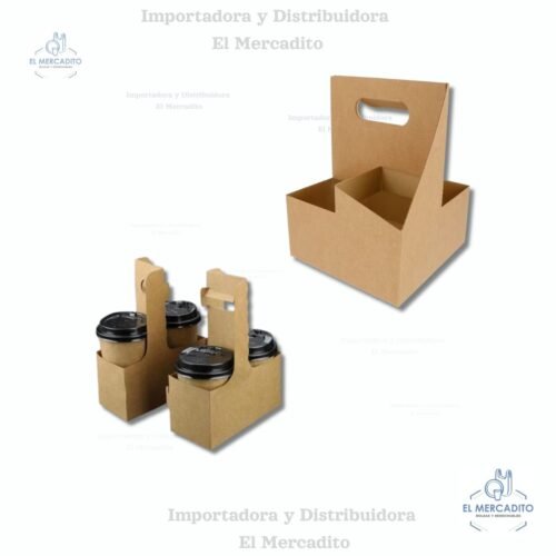 Porta Vasos de Manilla, color cartón de 2 y 4 unidades