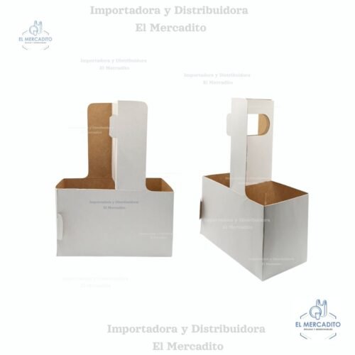 Porta Vasos con Manilla, color blanco con 2 espacios