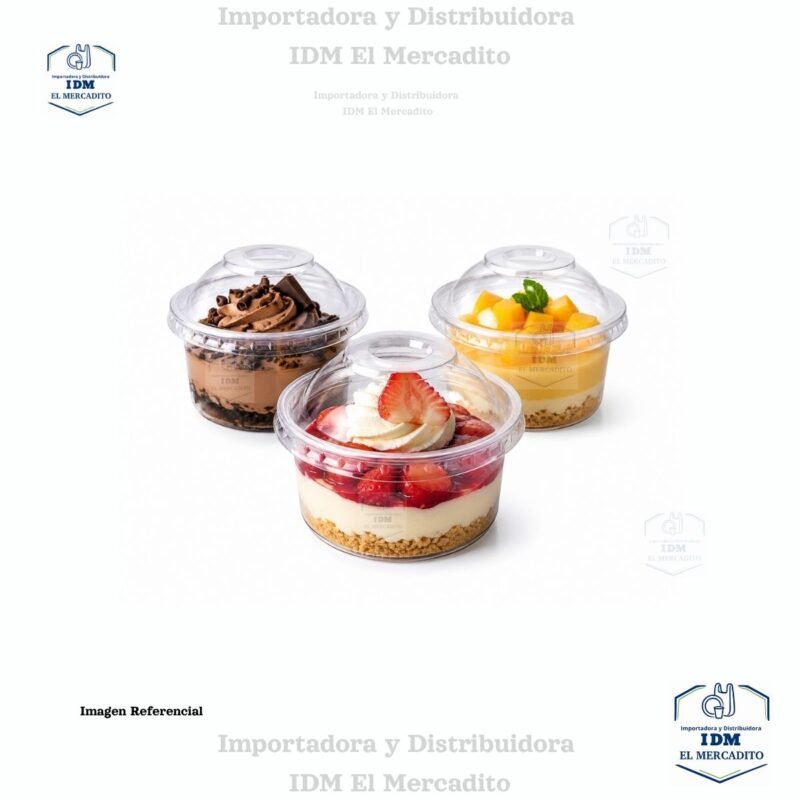 Taza #12 oz Tapa domo desechable transparente, en paquetes de 10 unidades, para servir fiestas para yogur, parfait, helado, pasteles, aperitivos, postres