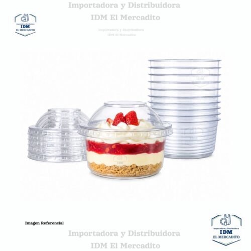 Taza #12 oz Tapa domo desechable transparente, en paquetes de 10 unidades, para servir fiestas para yogur, parfait, helado, pasteles, aperitivos, postres