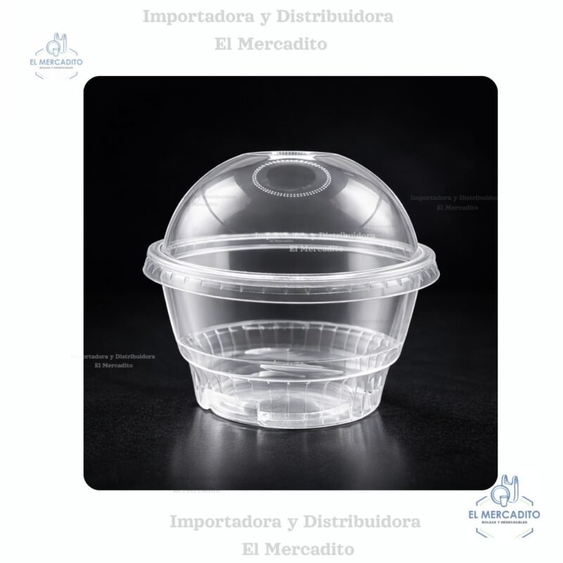 Vaso #5 oz Tapa domo desechable transparente, en paquetes de 25 unidades