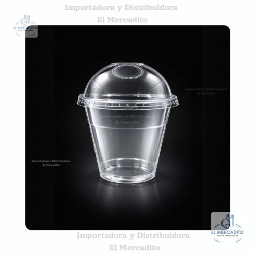 Vaso 9 tapa domo (1) Vaso #9 oz Tapa domo desechable transparente, en paquetes de 25 unidades