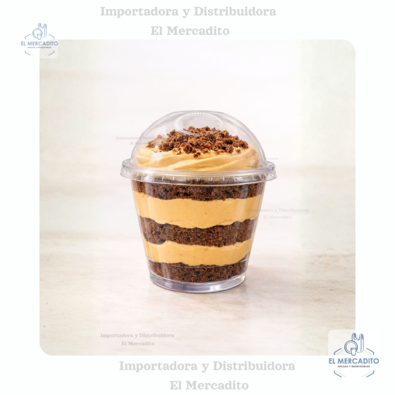 Vaso #9 oz Tapa domo desechable transparente, en paquetes de 25 unidades