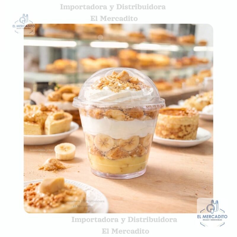 Vaso #9 oz Tapa domo desechable transparente, en paquetes de 25 unidades