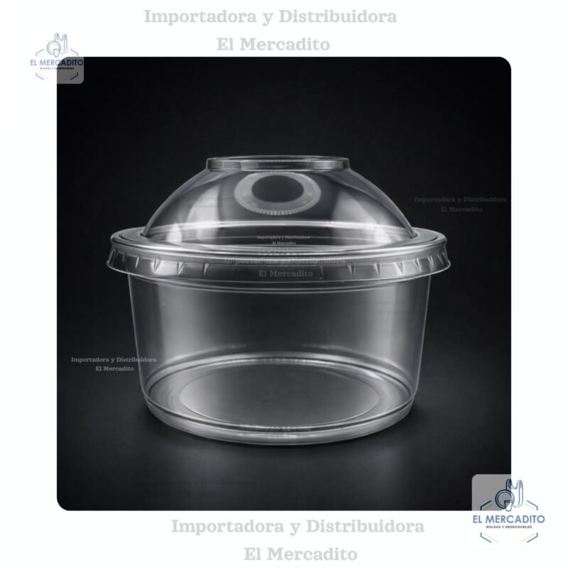 Taza #12 oz Tapa domo desechable transparente, en paquetes de 25 unidades