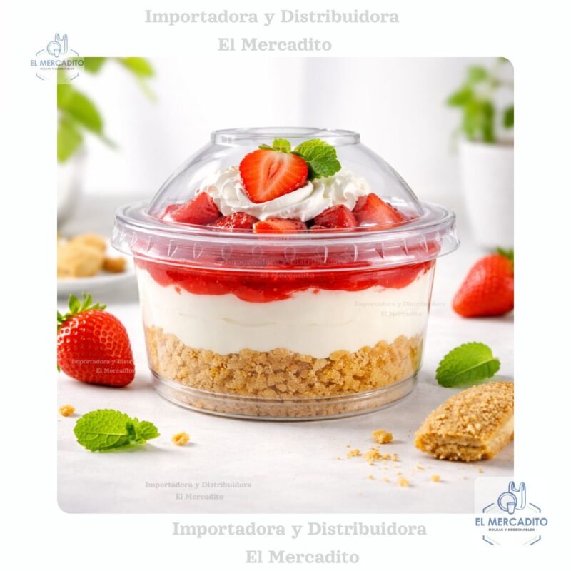 Taza #12 oz Tapa domo desechable transparente, en paquetes de 25 unidades