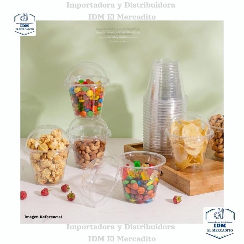 Vaso #9 oz Tapa domo desechable transparente, en paquetes de 25 unidades, tazas de postre de cristal para helado, yogur, parfait, pudín, frutas