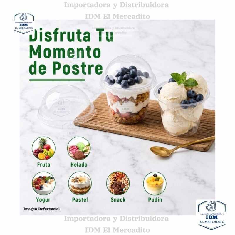 Vaso #9 oz Tapa domo desechable transparente, en paquetes de 25 unidades, tazas de postre de cristal para helado, yogur, parfait, pudín, frutas