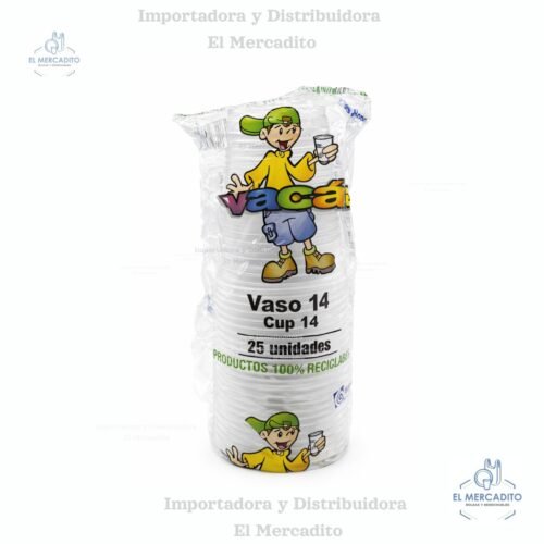 Vasos Plásticos Desechable Vacan #14 oz Transparente en paquetes de 25 unidades