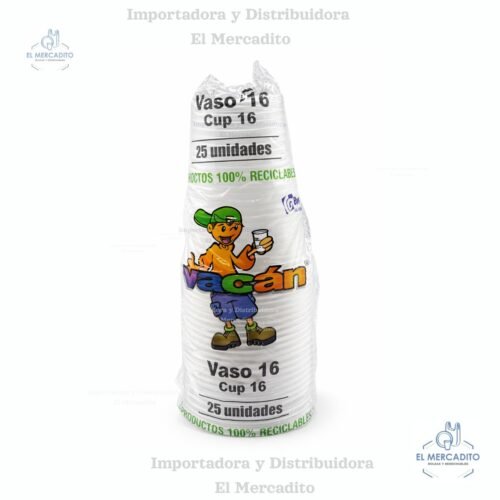 Vasos Plásticos Desechable Vacan #16 oz Transparente en paquetes de 25 unidades